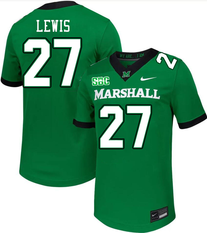 Marshall Thundering Herd #27 Cannon Lewis College Football Jerseys Stitched-Green Marshall Thundering Herd #27 Cannon Lewis College Football Jerseys Stitched-Green